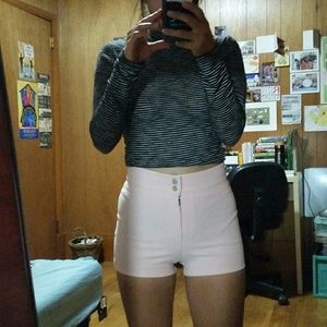 High waisted light pink shorts